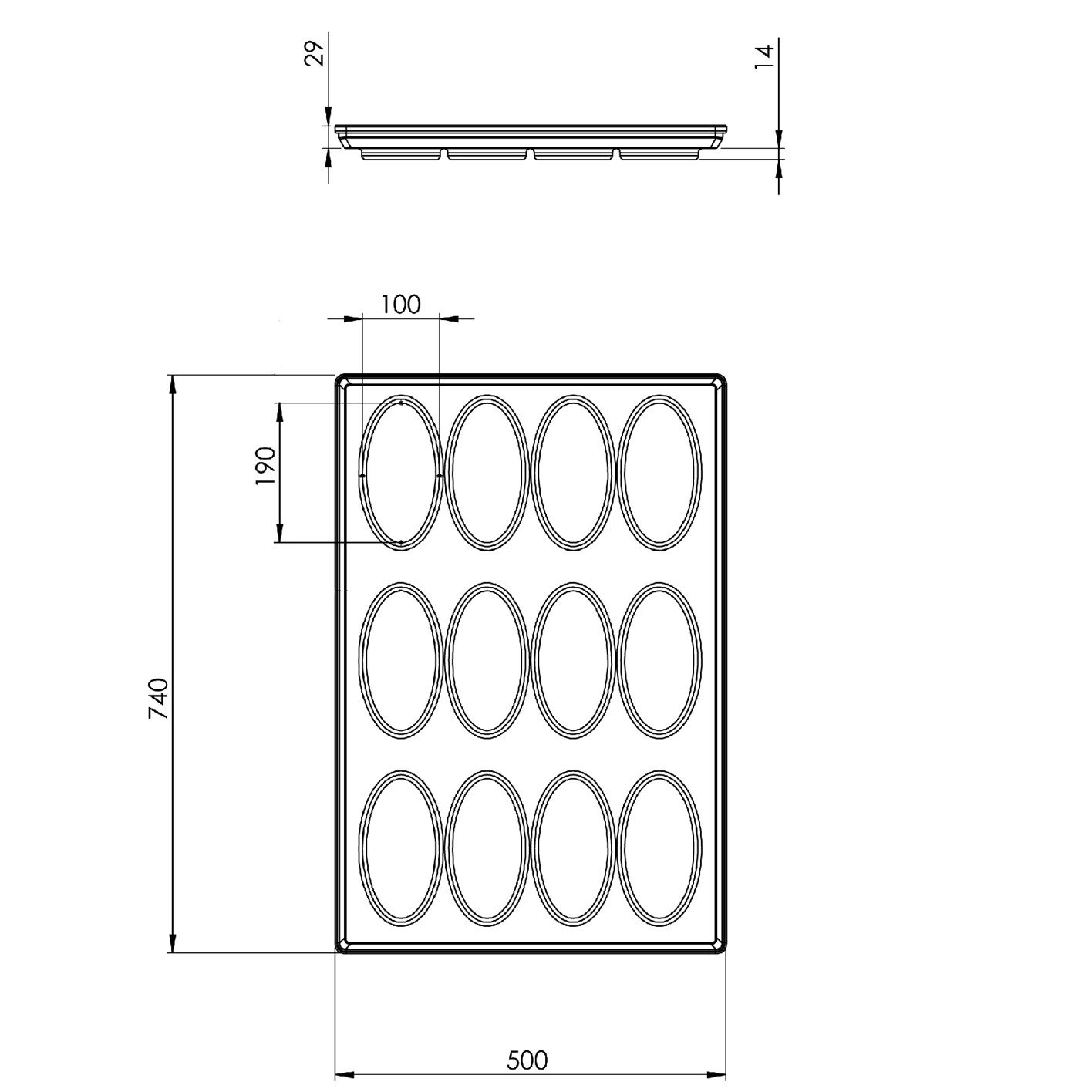 50x74 cm Oval Sandviç Tavası