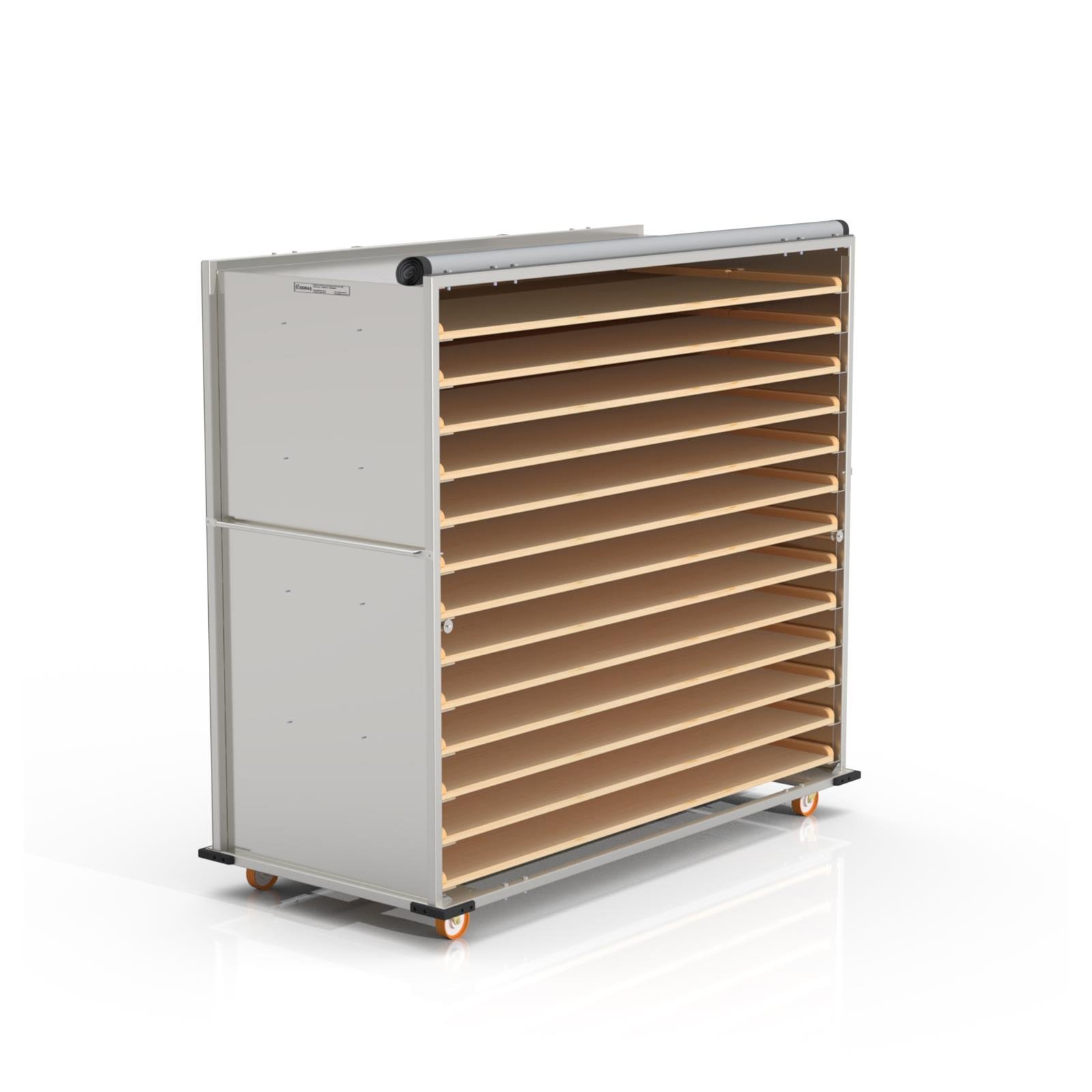 Chariot passeur en bois avec Système enfermé 80x180 cm (Inox)