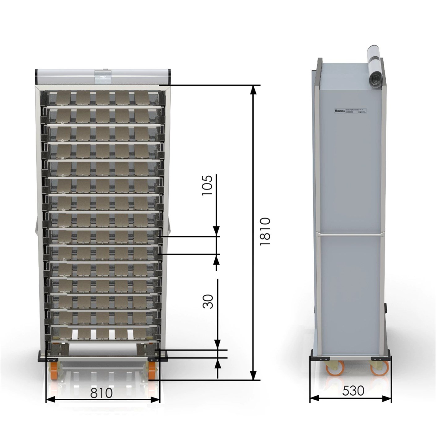 80x40 cm Kapalı Sistem Hamur Çevirme (Patik) Pasa Arabası