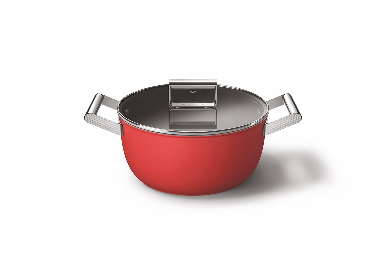 Smeg - Cookware 50 S Style Kırmızı Tencere Cam Kapaklı 24 cm