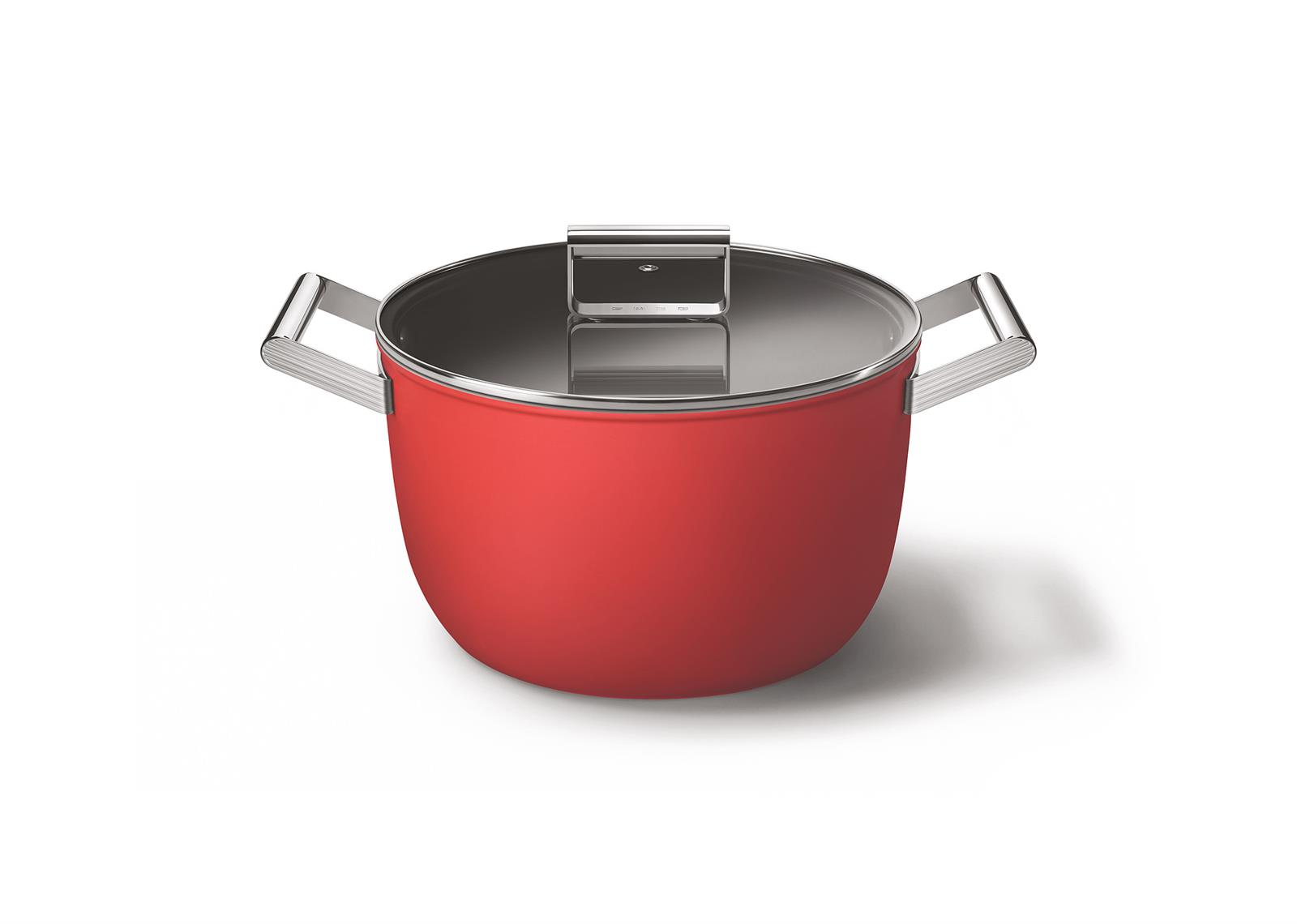 Smeg - Cookware 50'S Style Kırmızı Tencere Cam Kapaklı 26 cm