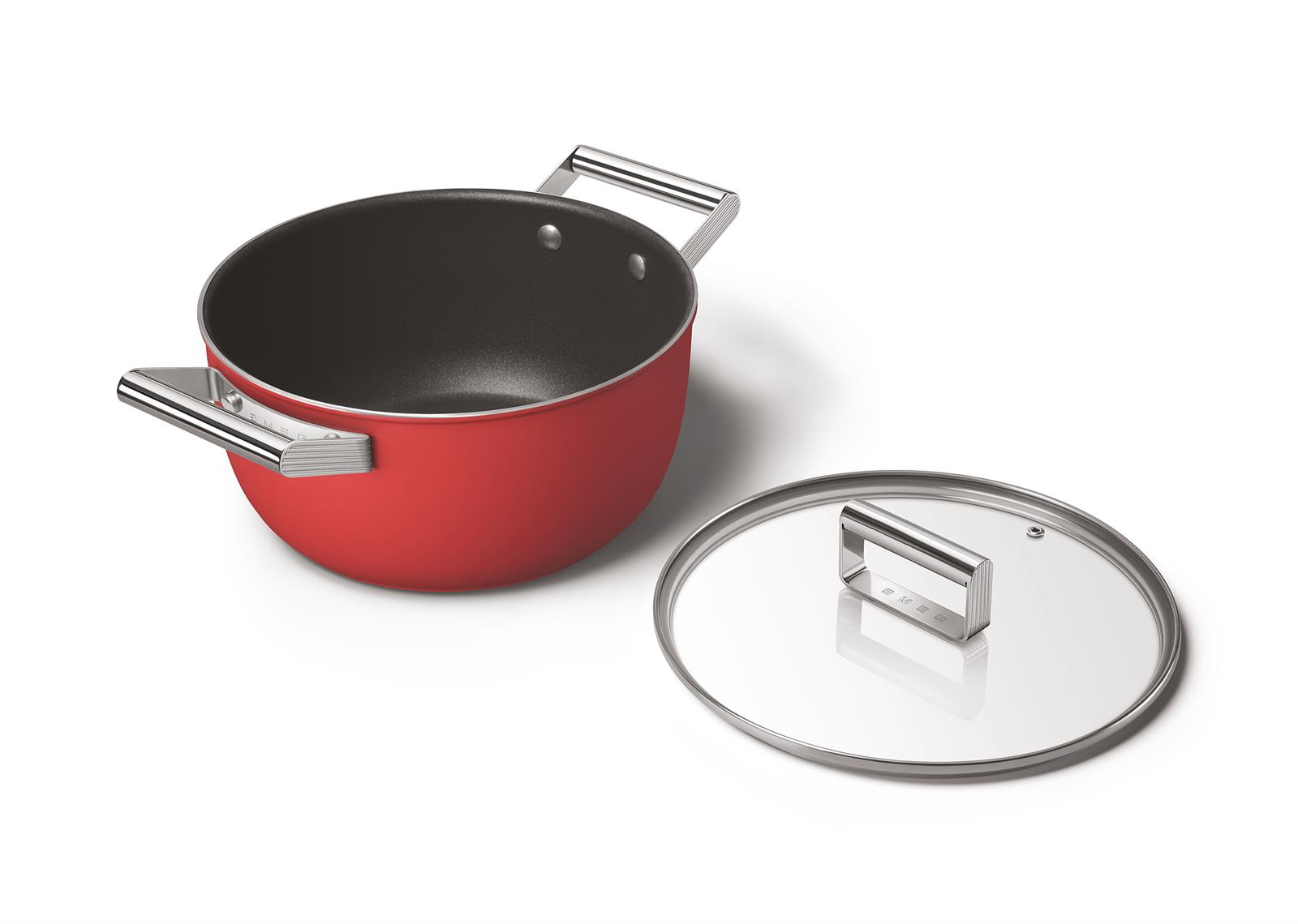 Smeg - Cookware 50 S Style Kırmızı Tencere Cam Kapaklı 24 cm