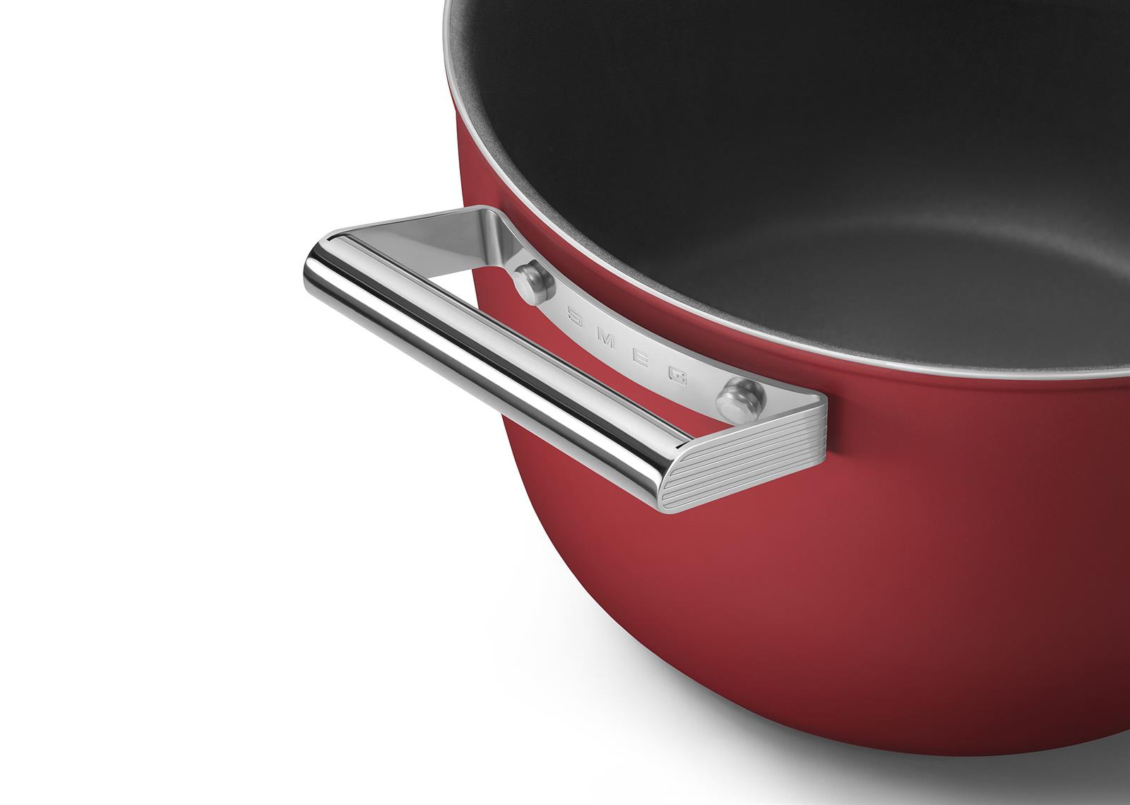 Smeg - Cookware 50'S Style Kırmızı Tencere Cam Kapaklı 26 cm
