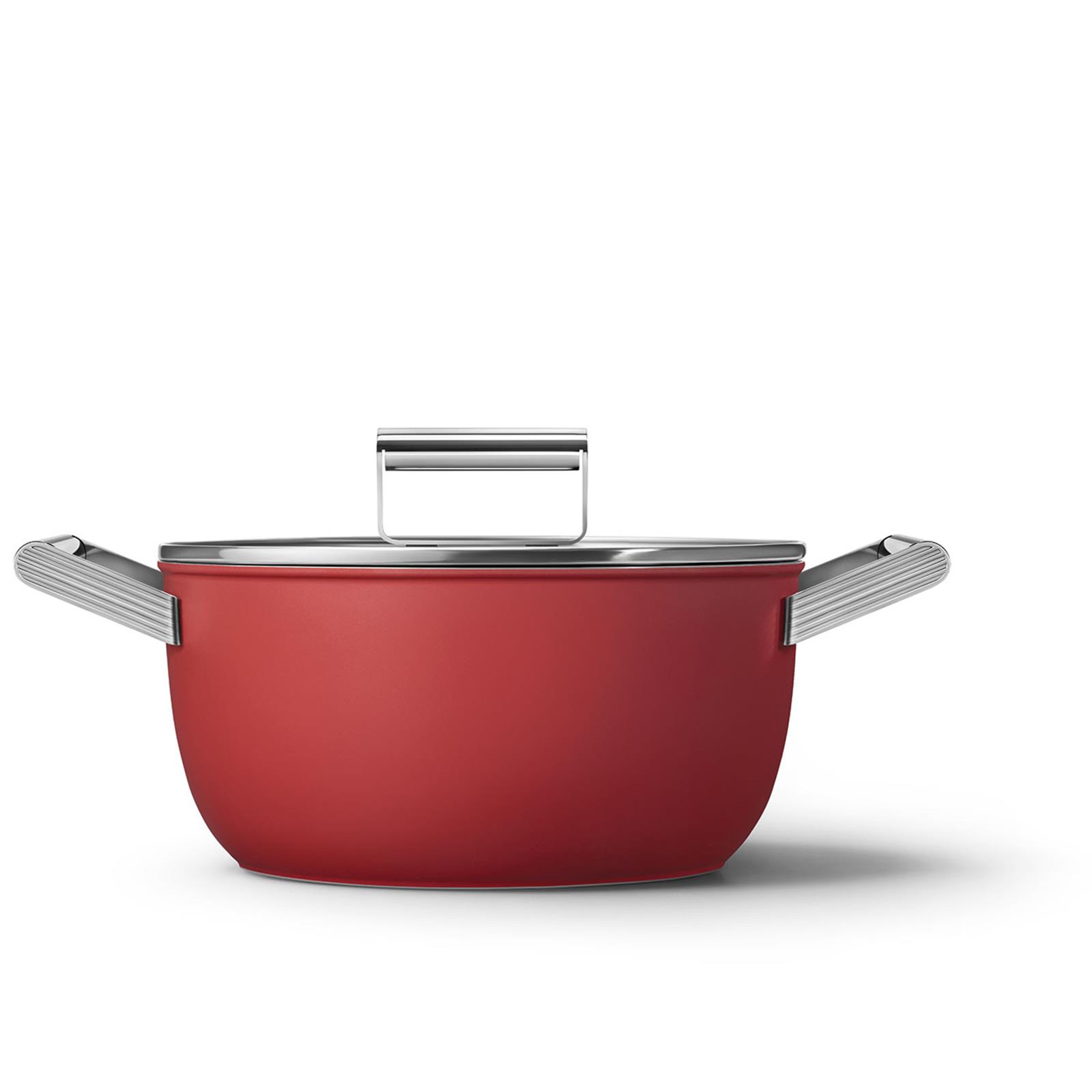 Smeg - Cookware 50 S Style Kırmızı Tencere Cam Kapaklı 24 cm