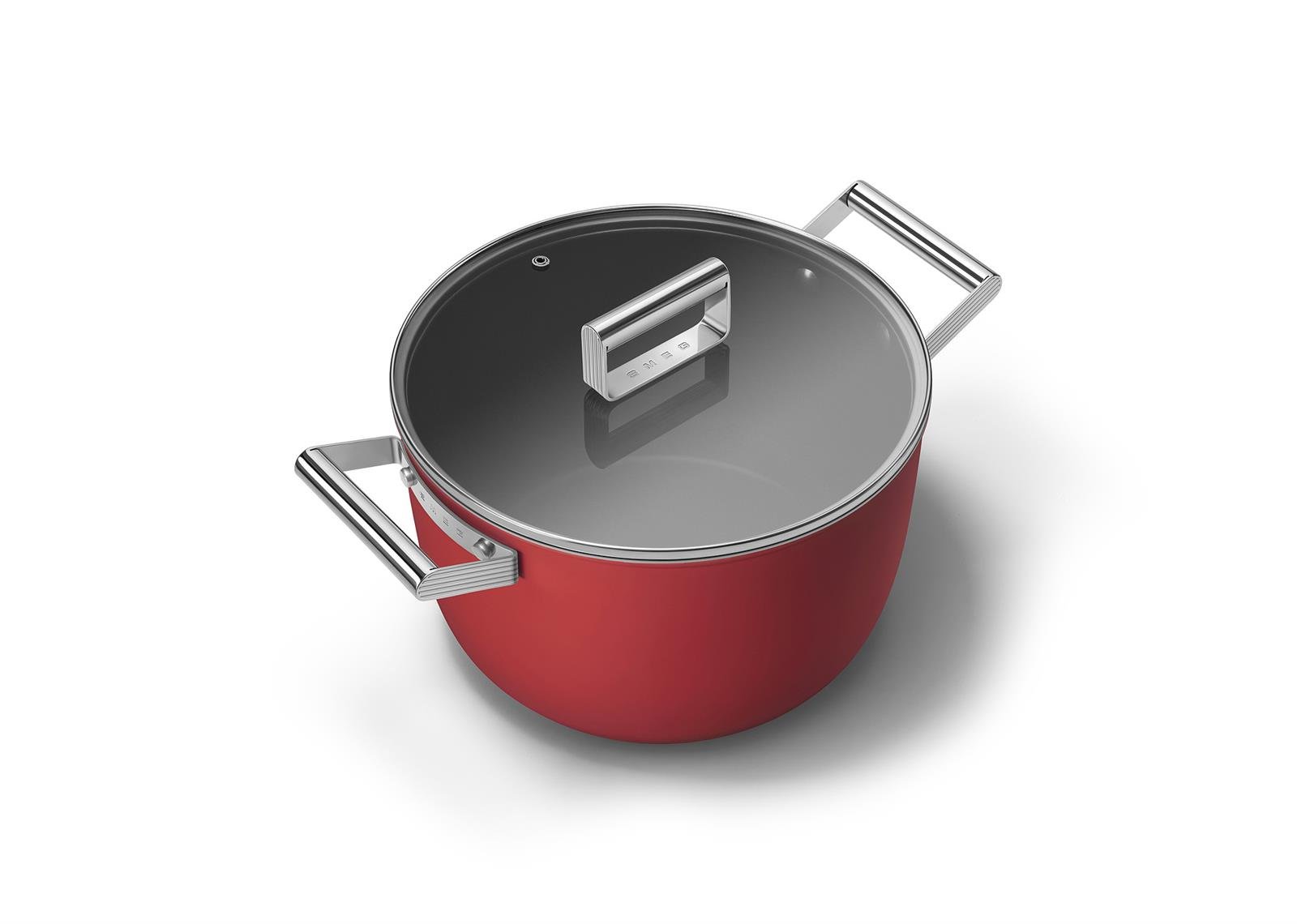 Smeg - Cookware 50'S Style Kırmızı Tencere Cam Kapaklı 26 cm