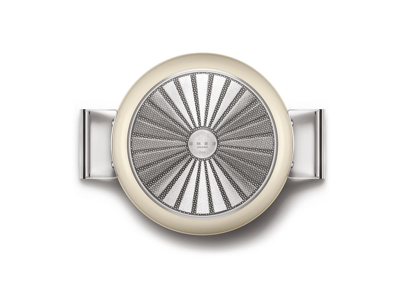 Smeg - Cookware 50'S Style Krem  Pilav Tenceresi Cam Kapaklı 28 cm