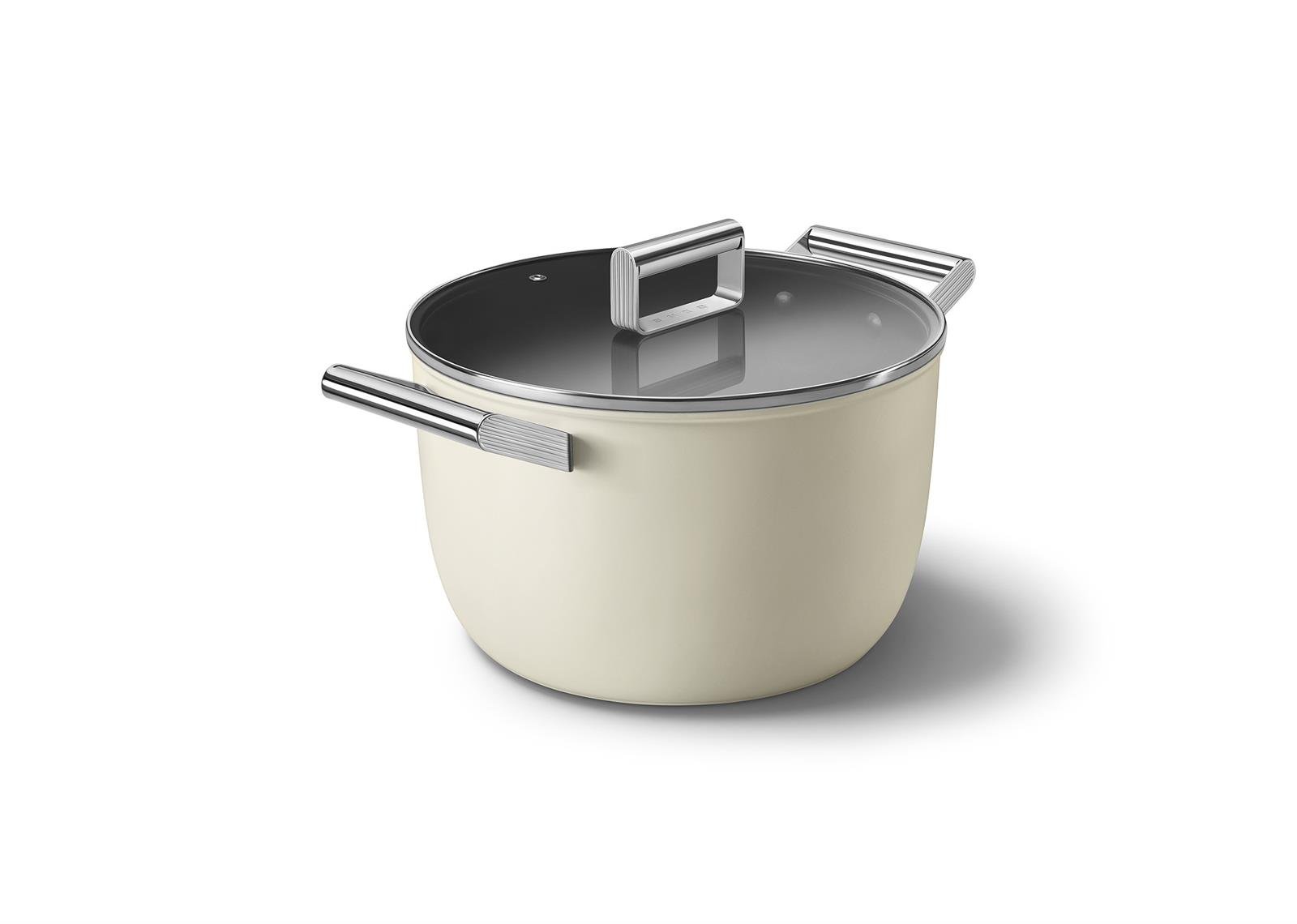 Smeg - Cookware 50's Style Krem Tencere Cam Kapaklı 26 cm