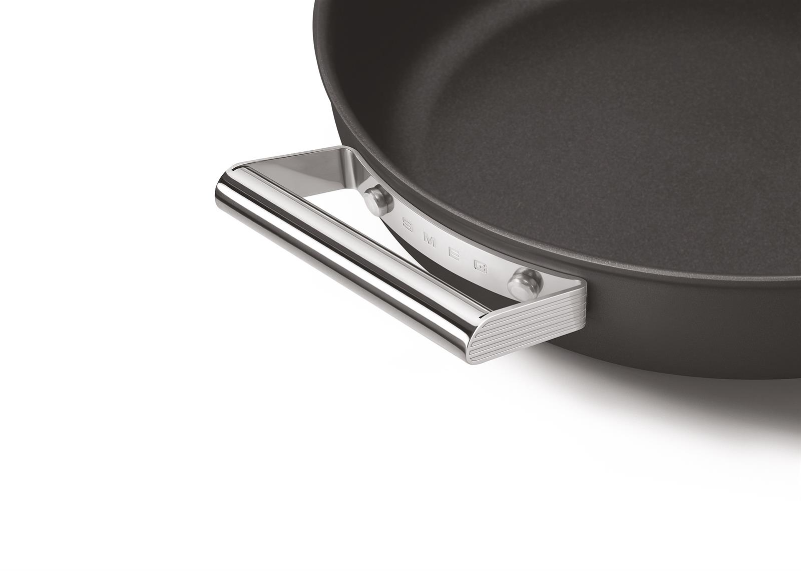 Smeg - Cookware 50'S Style Siyah Pilav Tenceresi Cam Kapaklı 28 cm