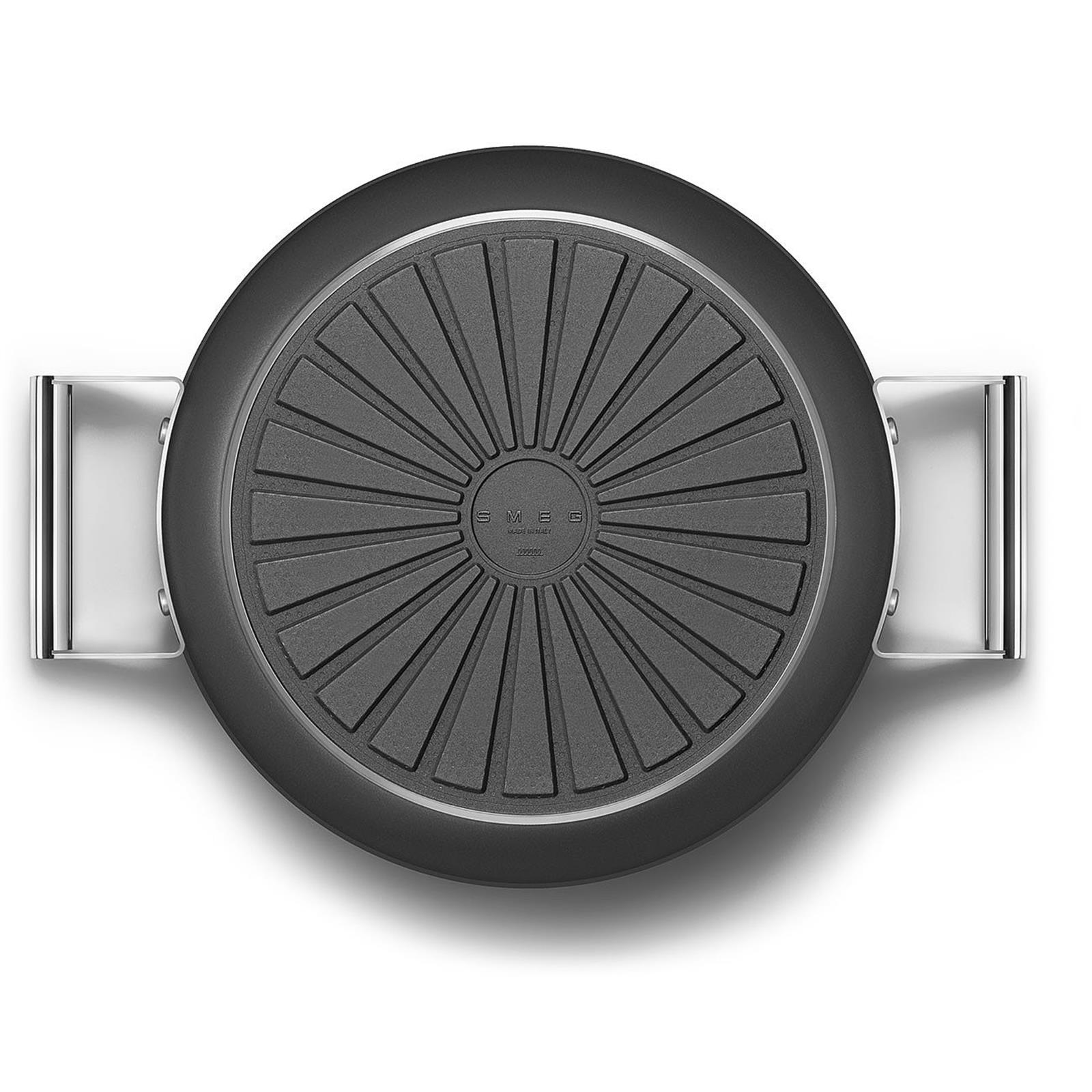 Smeg - Cookware 50'S Style Siyah Pilav Tenceresi Cam Kapaklı 28 cm