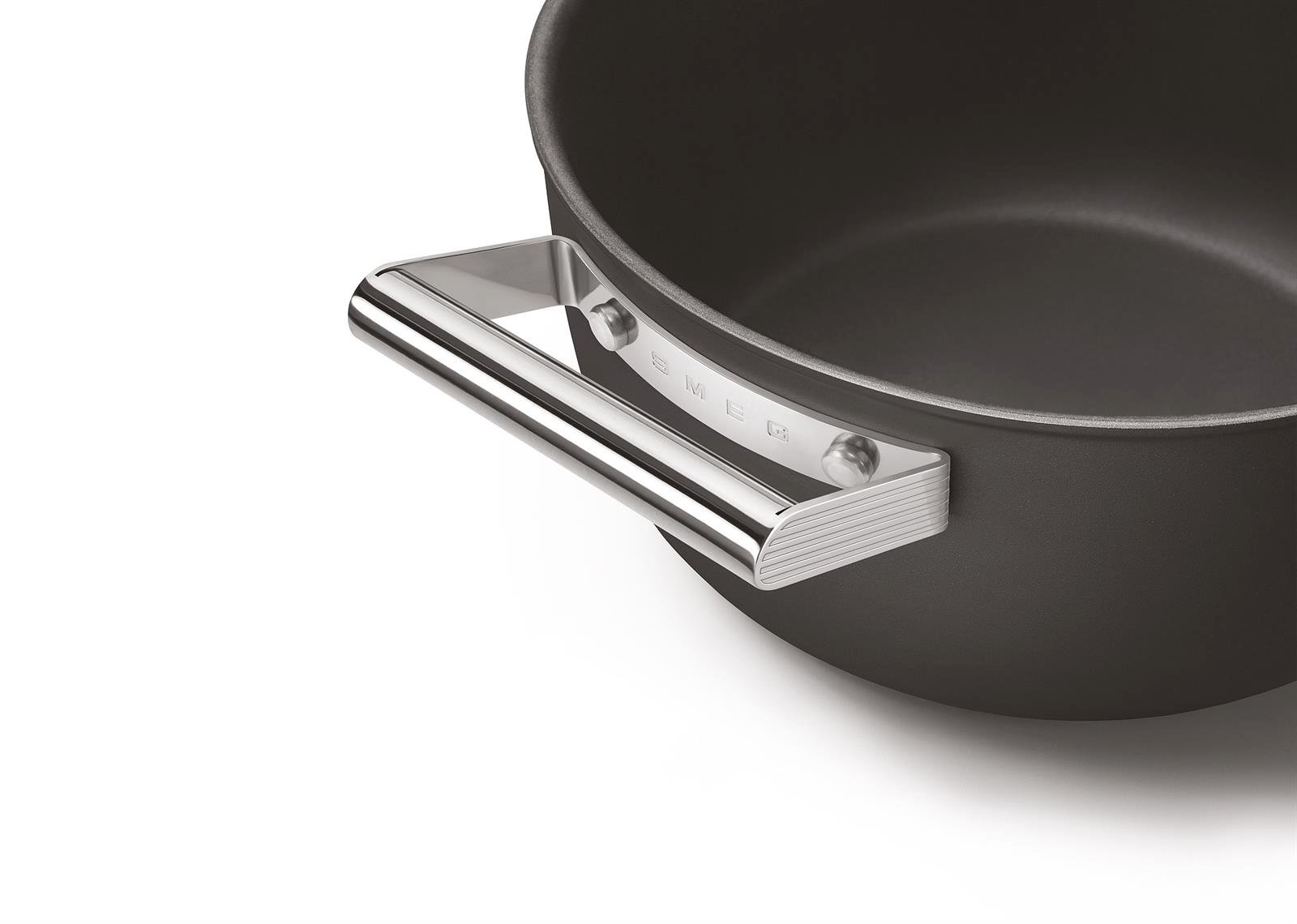 Smeg - Cookware 50 S Style Siyah Tencere Cam Kapaklı 24 cm