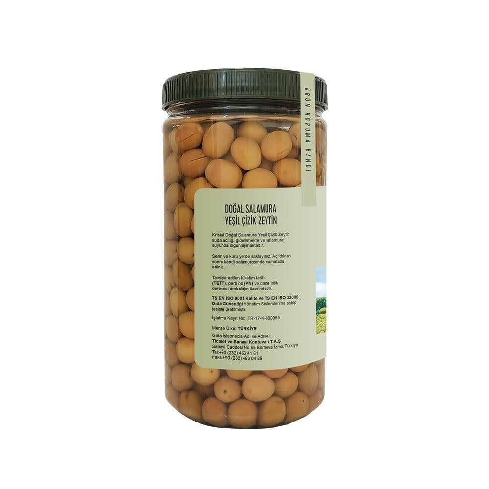 Kristal Doğal Salamura Yeşil Çizik Zeytin 1000 G (2xl 181-200)