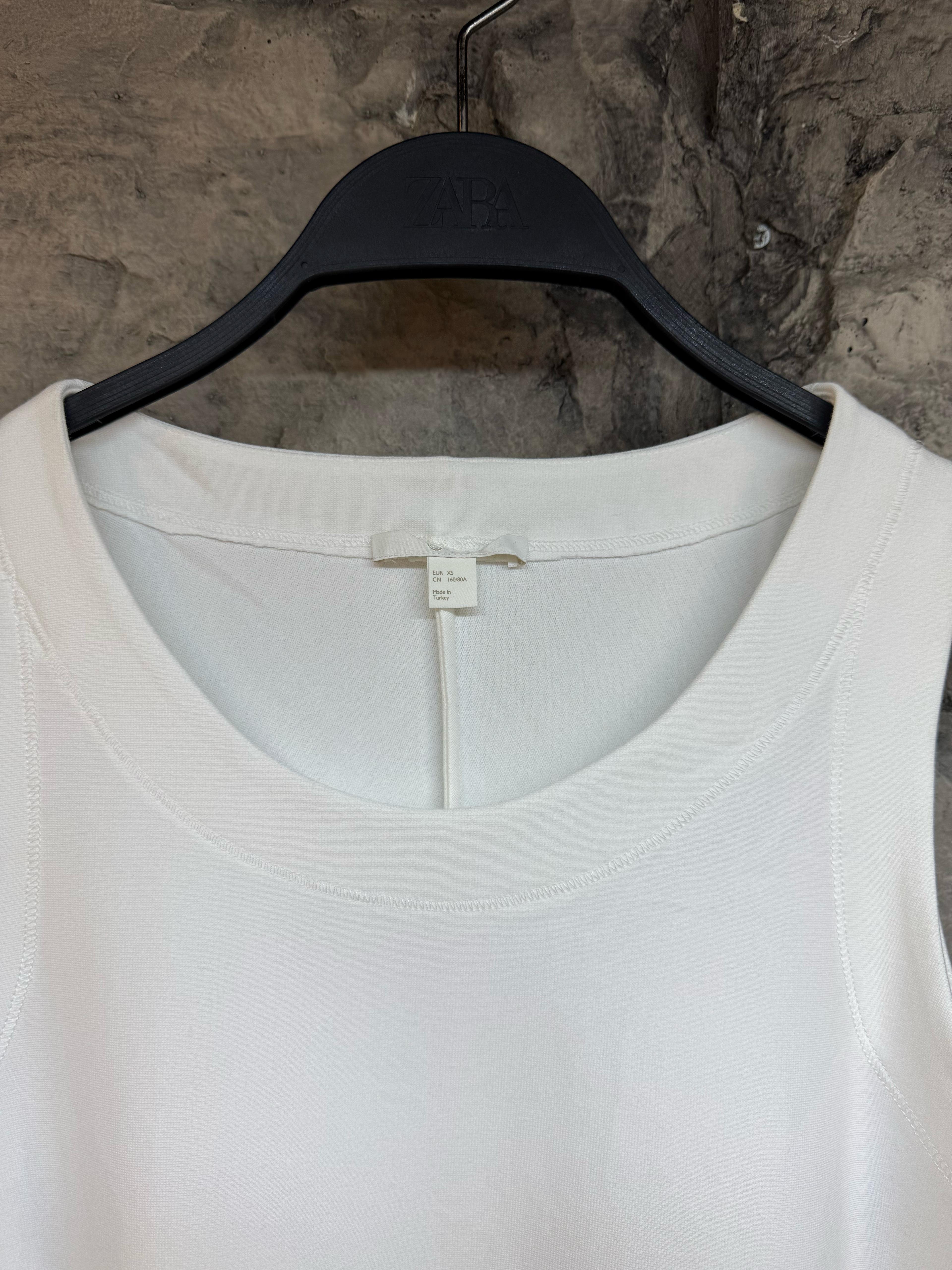 C.S Mavi Bisiklet Yaka Beyaz Elbise