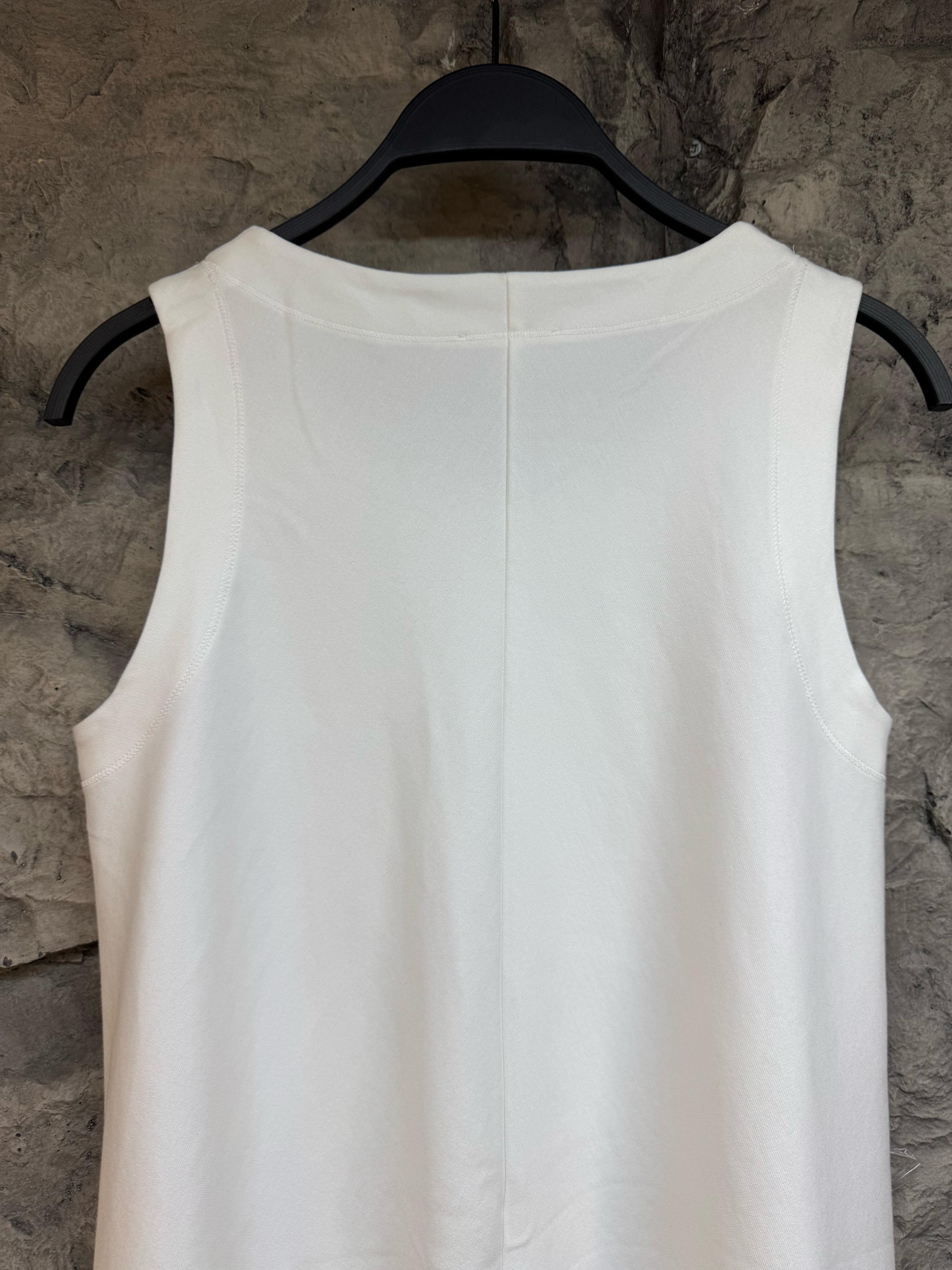 C.S Mavi Bisiklet Yaka Beyaz Elbise