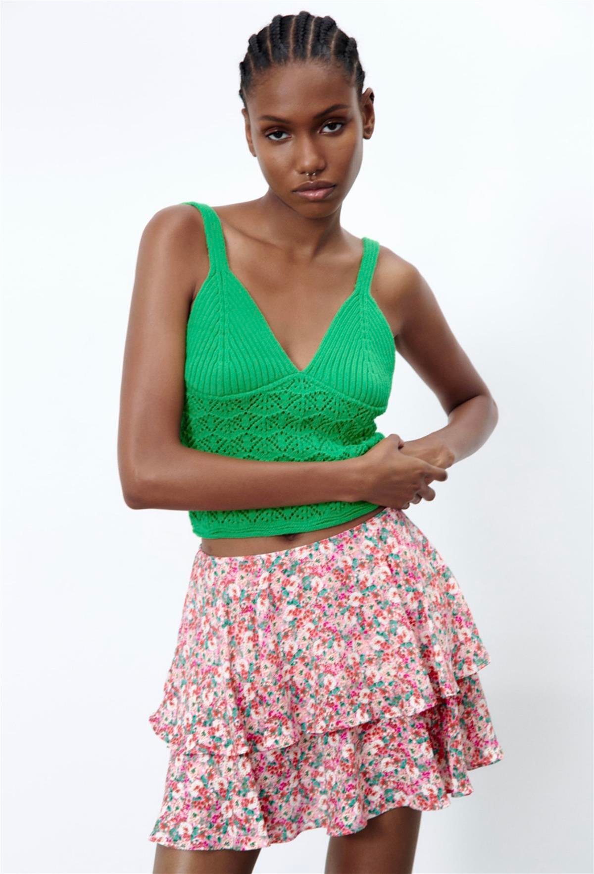 Çiçekli Pembe Şort Etek 