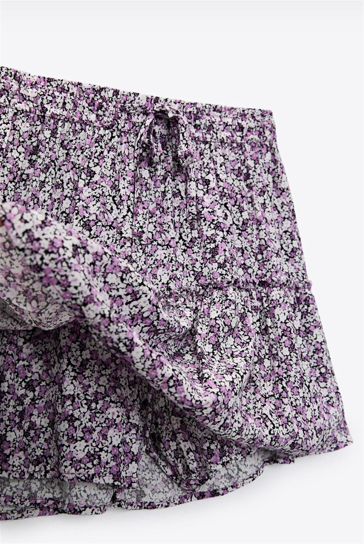Çiçekli Şort Etek