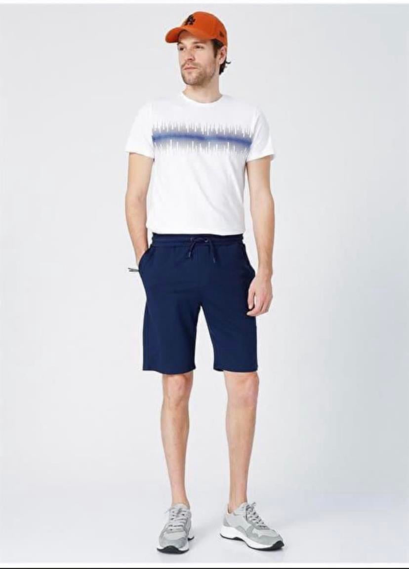 Mavi Renk Cep Fermuarlı şort