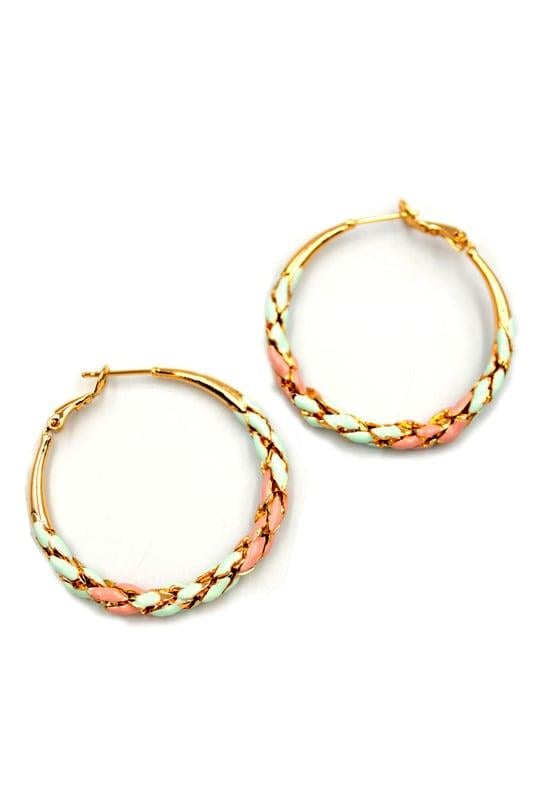 Pembe Mineli Halka Küpe 