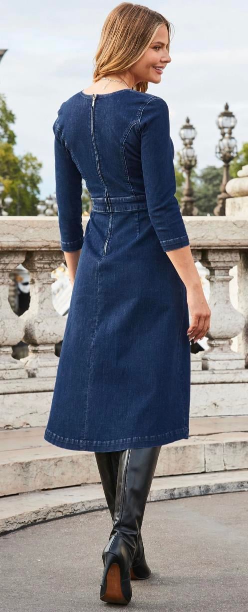 Sosandar Flare Denim Elbise