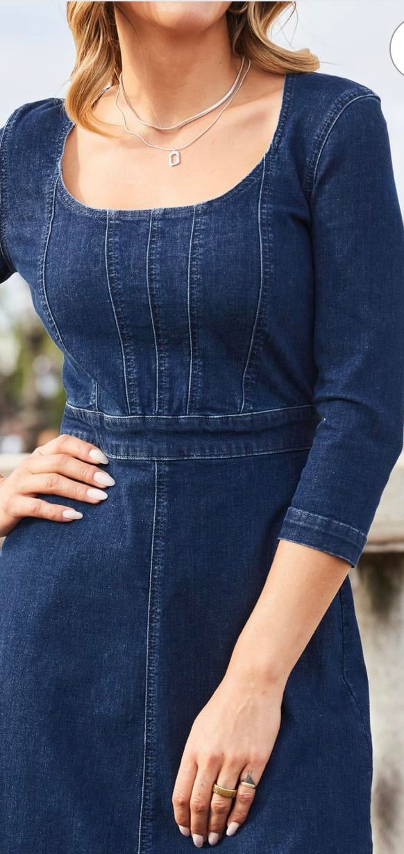 Sosandar Flare Denim Elbise