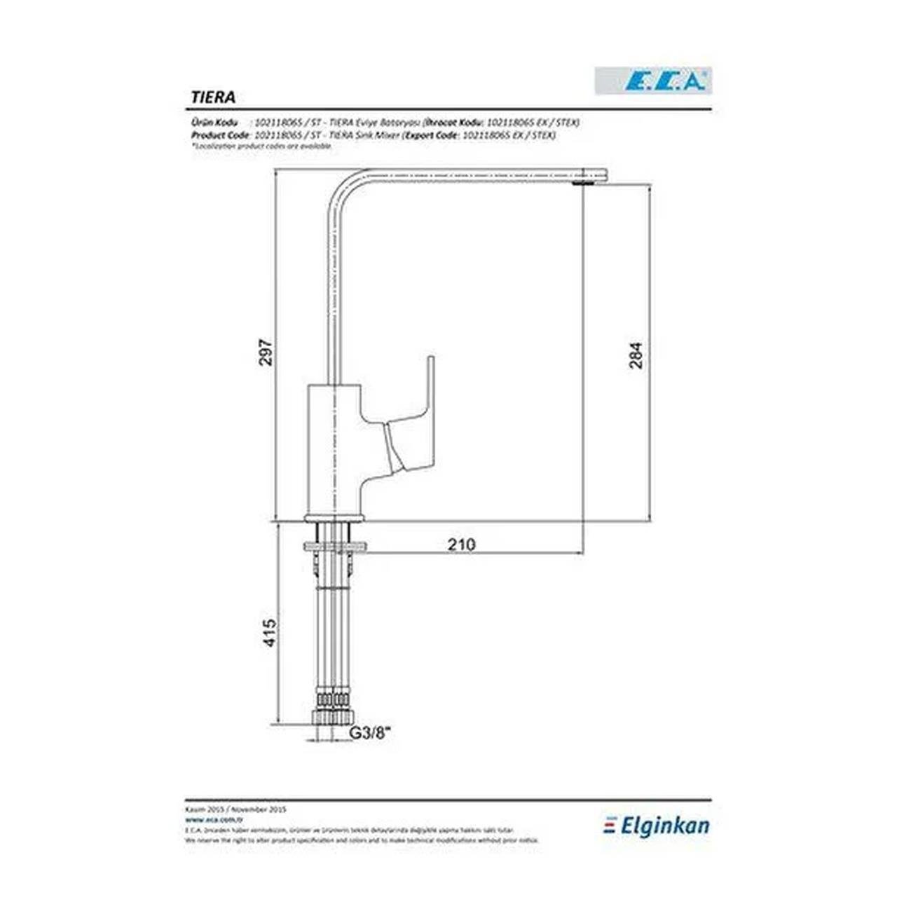 ECA Tiera Eviye Bataryası Mat Siyah 102118123c1-Mutfak Eviye Bataryası-FLZ10325