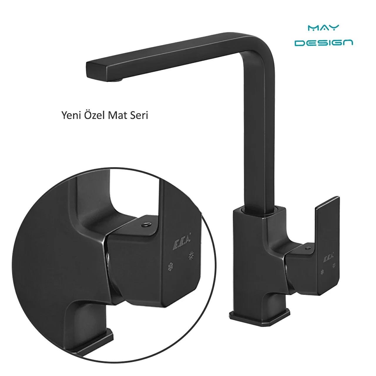 ECA Tiera Eviye Bataryası Mat Siyah 102118123c1-Mutfak Eviye Bataryası-FLZ10325