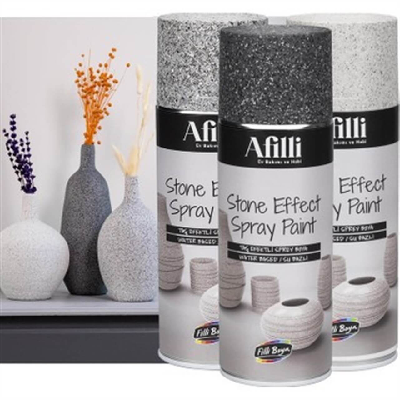 Filli Boya Afilli Astone Effect Sprey Koyu Gri 400 ML.-Hobi Boyaları-FLZ00644
