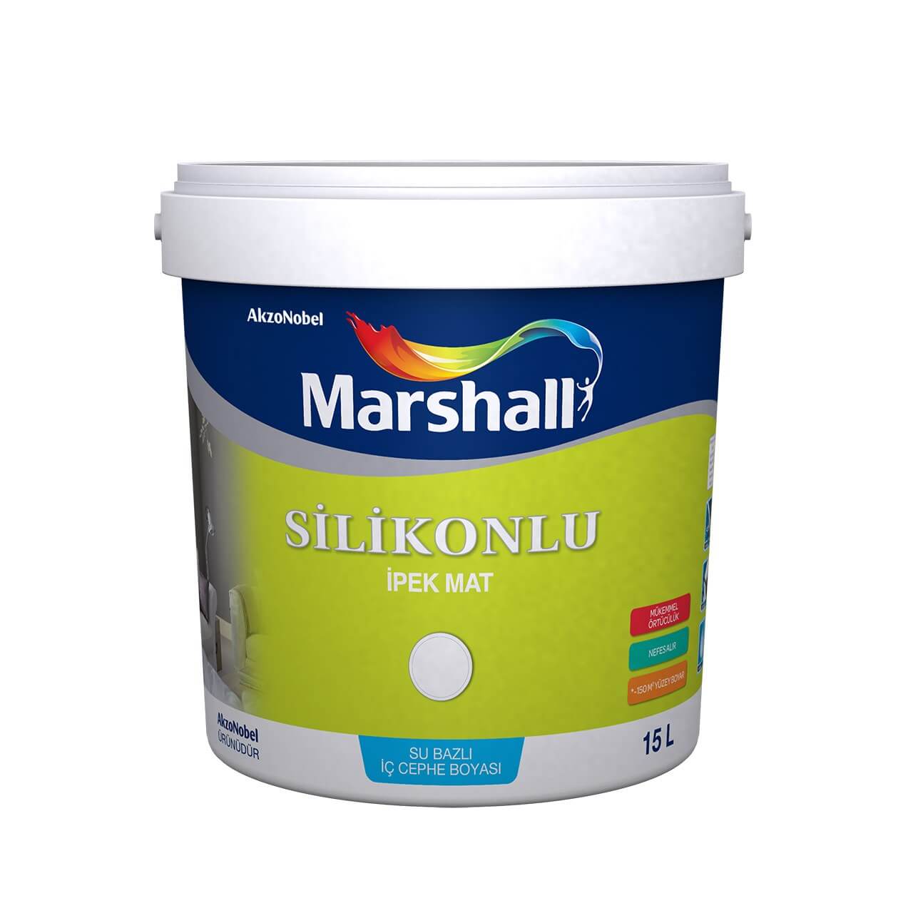 Marshall Silikonlu İpek Mat Bw 15 Lt-İç Cephe Boyaları-FLZ01647