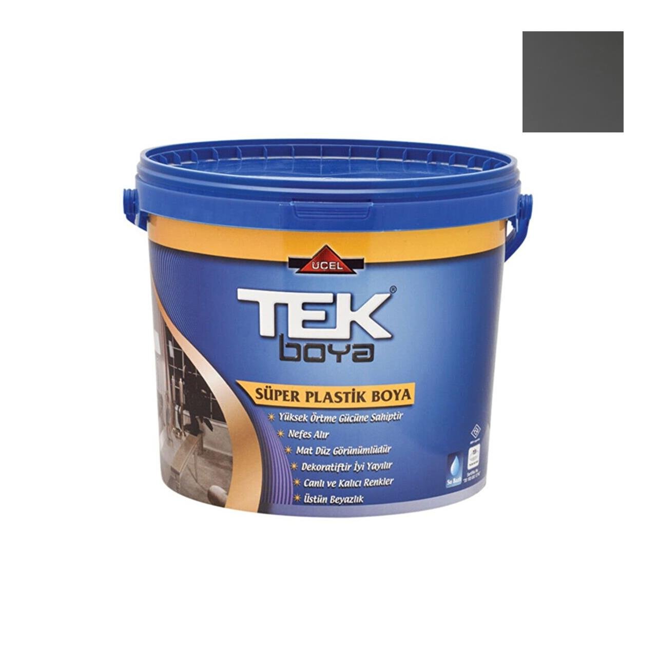 Tek Süper Plastik İç Cephe Boyası 15 Lt. Antrasit Gri-İç Cephe Boyaları-FLZ01242