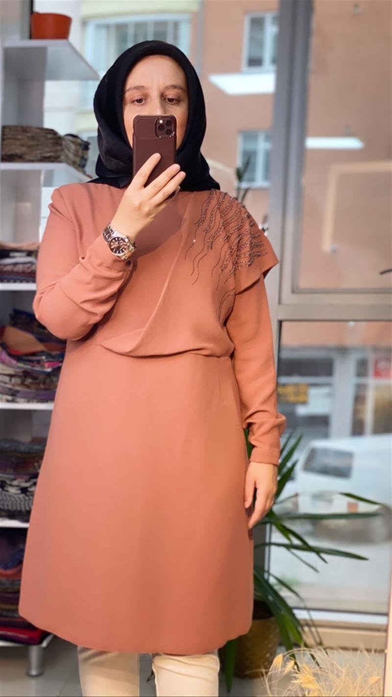 Haya Omuzu Taşlı Tunik FRY912