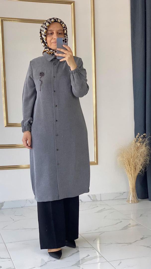 İthal Kumaş Gri Tunik FRY