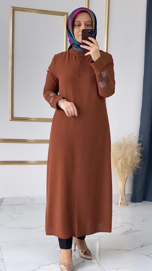 Kolları Taşlı Şık Taba Giyçık Tunik FRY