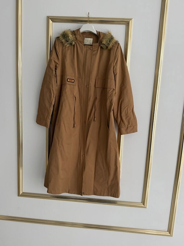 Kürk Detaylı Camel Parka FRY
