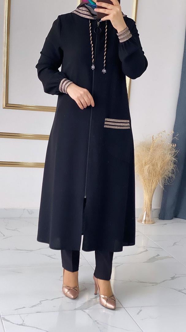 Simli Ribanalı Siyah Giyçık Kap FRY