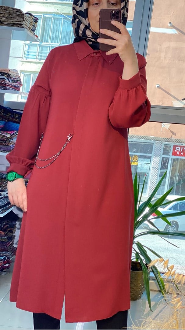 Zincir Detaylı KoyuKiremit Tunik FRY