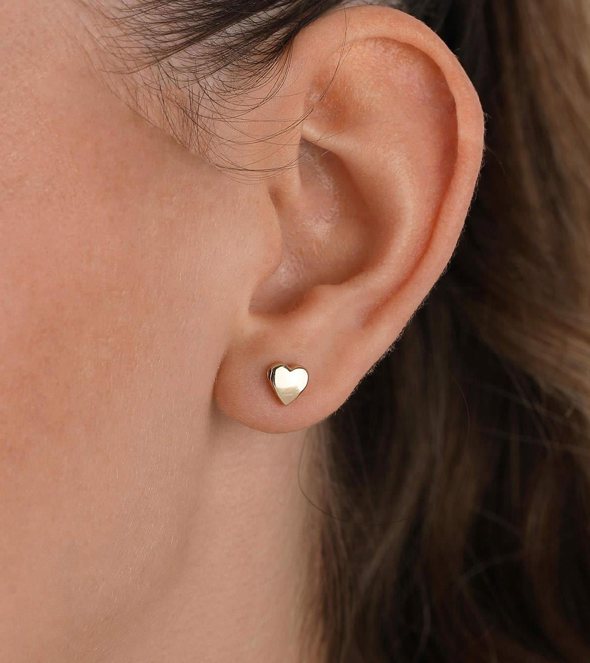 Mini Kalp Vidalı Küpe