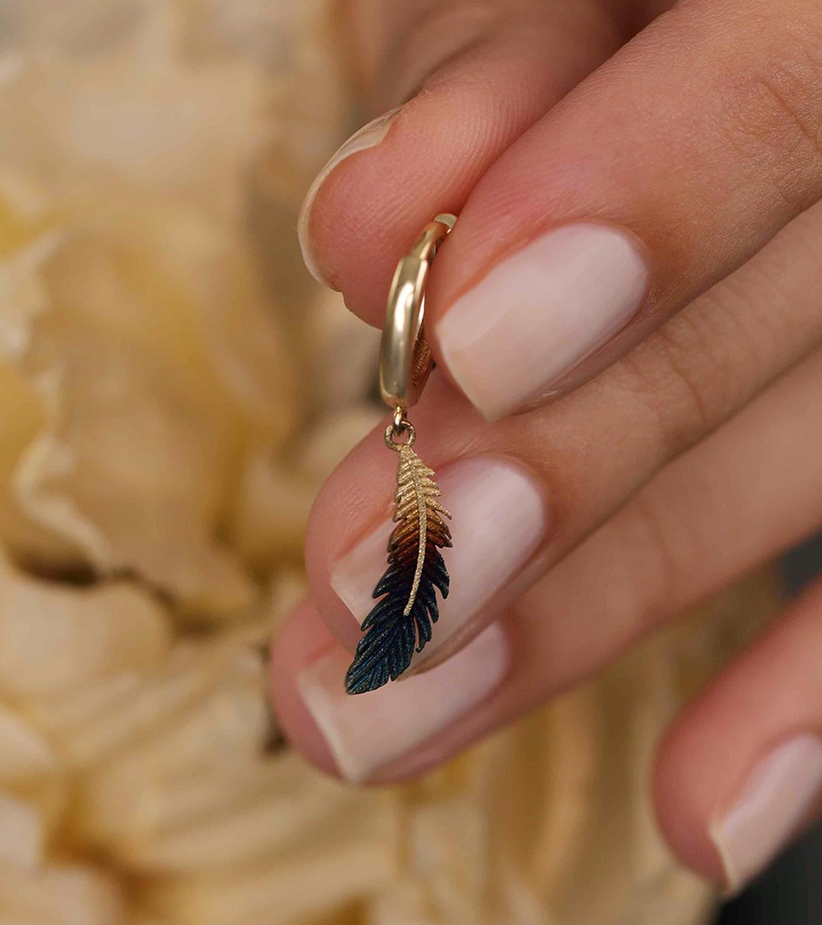 Kuş Tüyü Küpe-Renkli