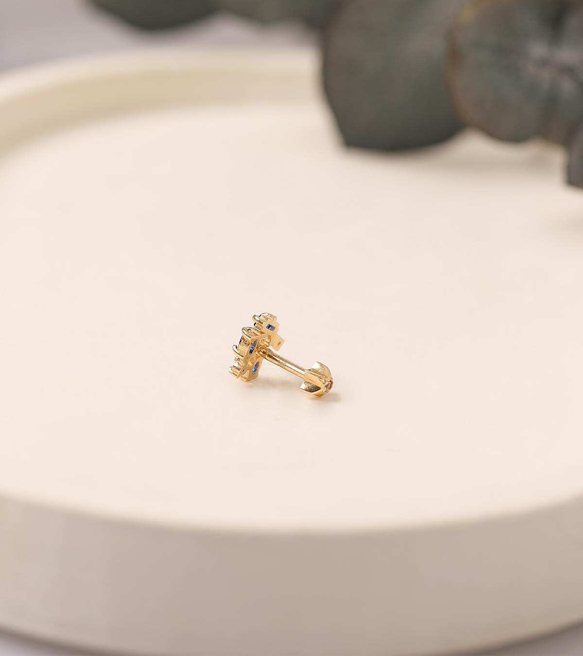Lacivert Bagetli Piercing (Tragus)