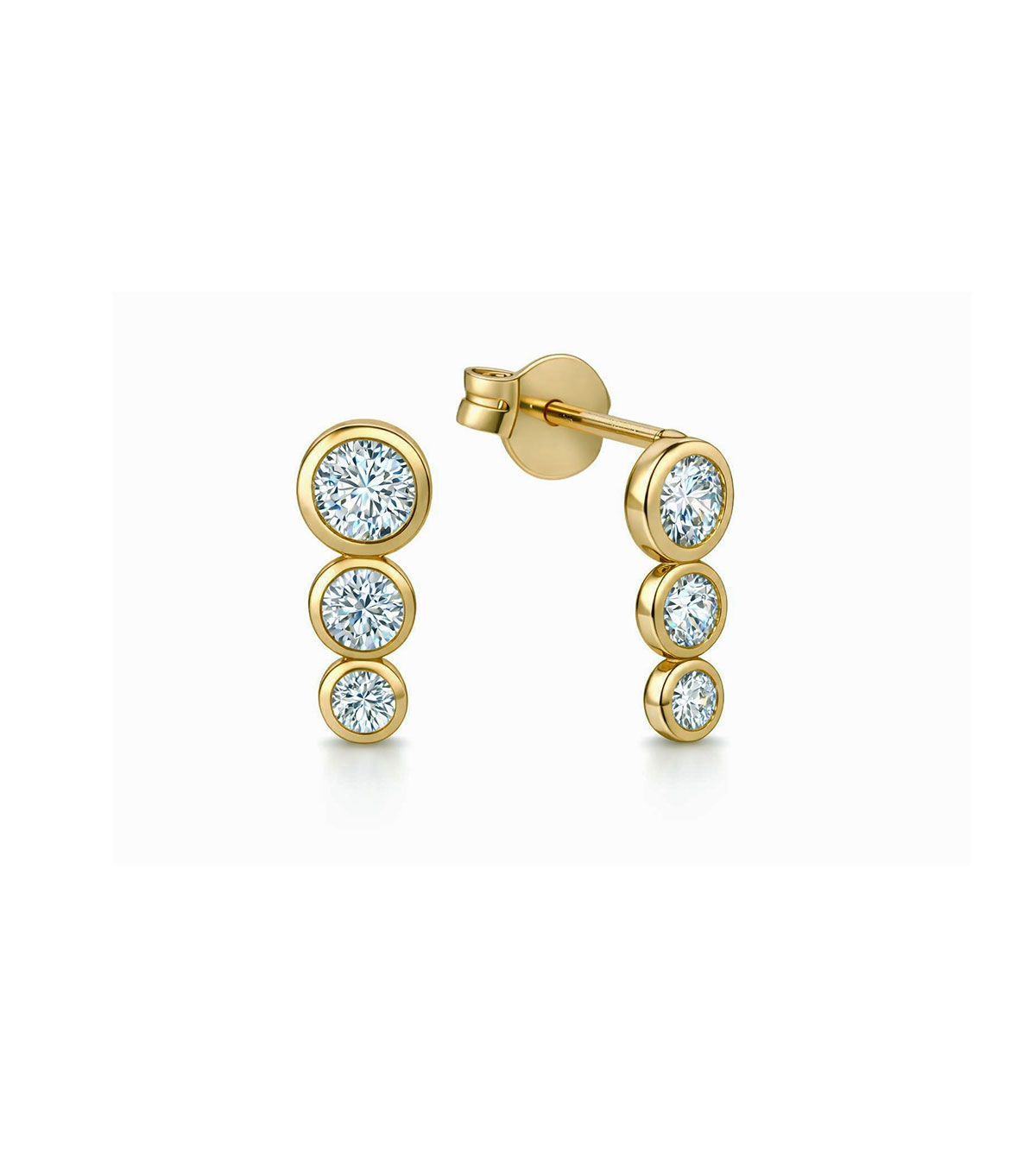 Üç Sırataş Vidalı Küpe