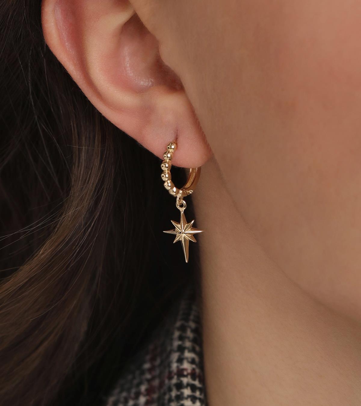 Kutup Yıldızı Toptop Halka Küpe