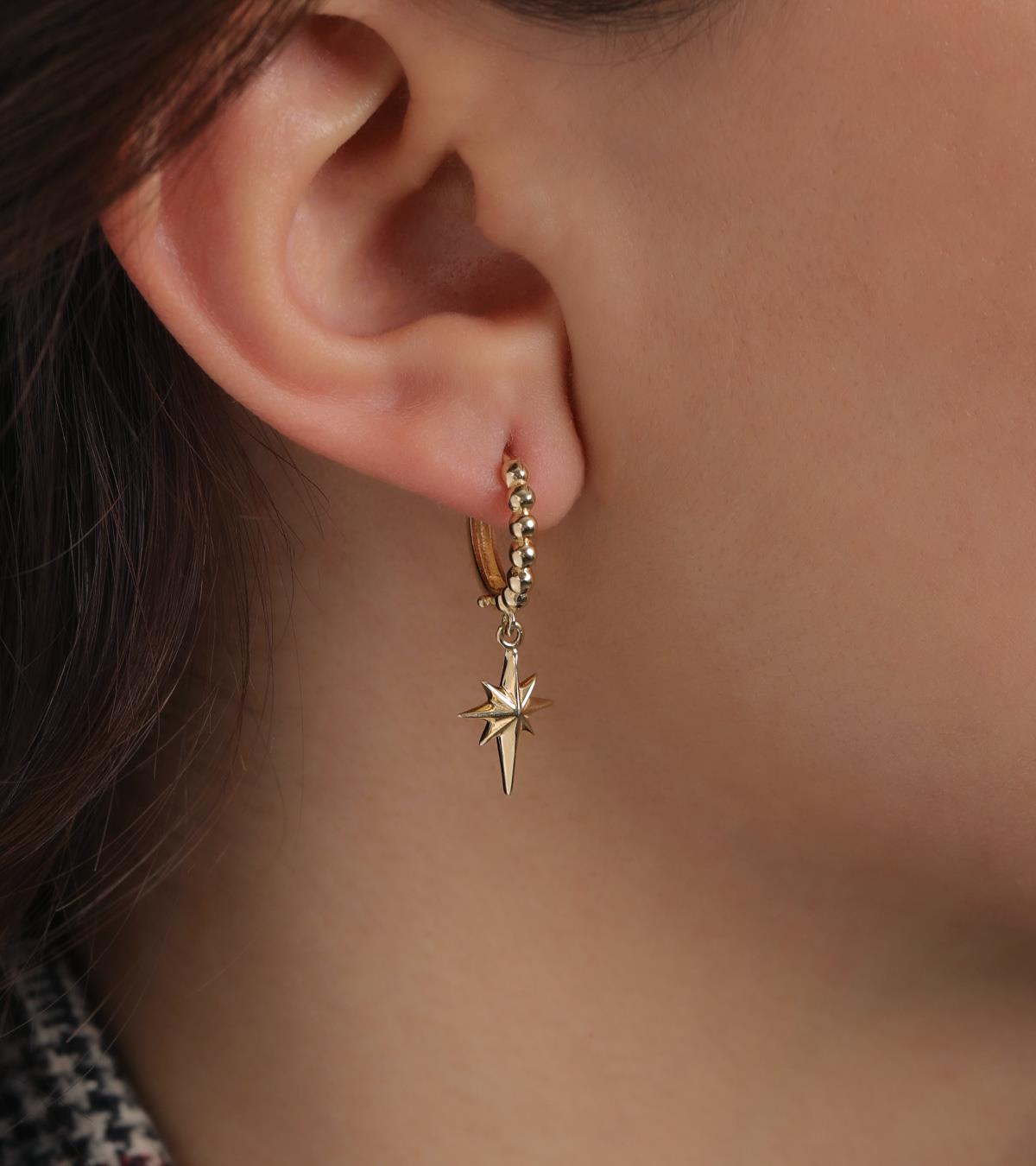 Kutup Yıldızı Toptop Halka Küpe