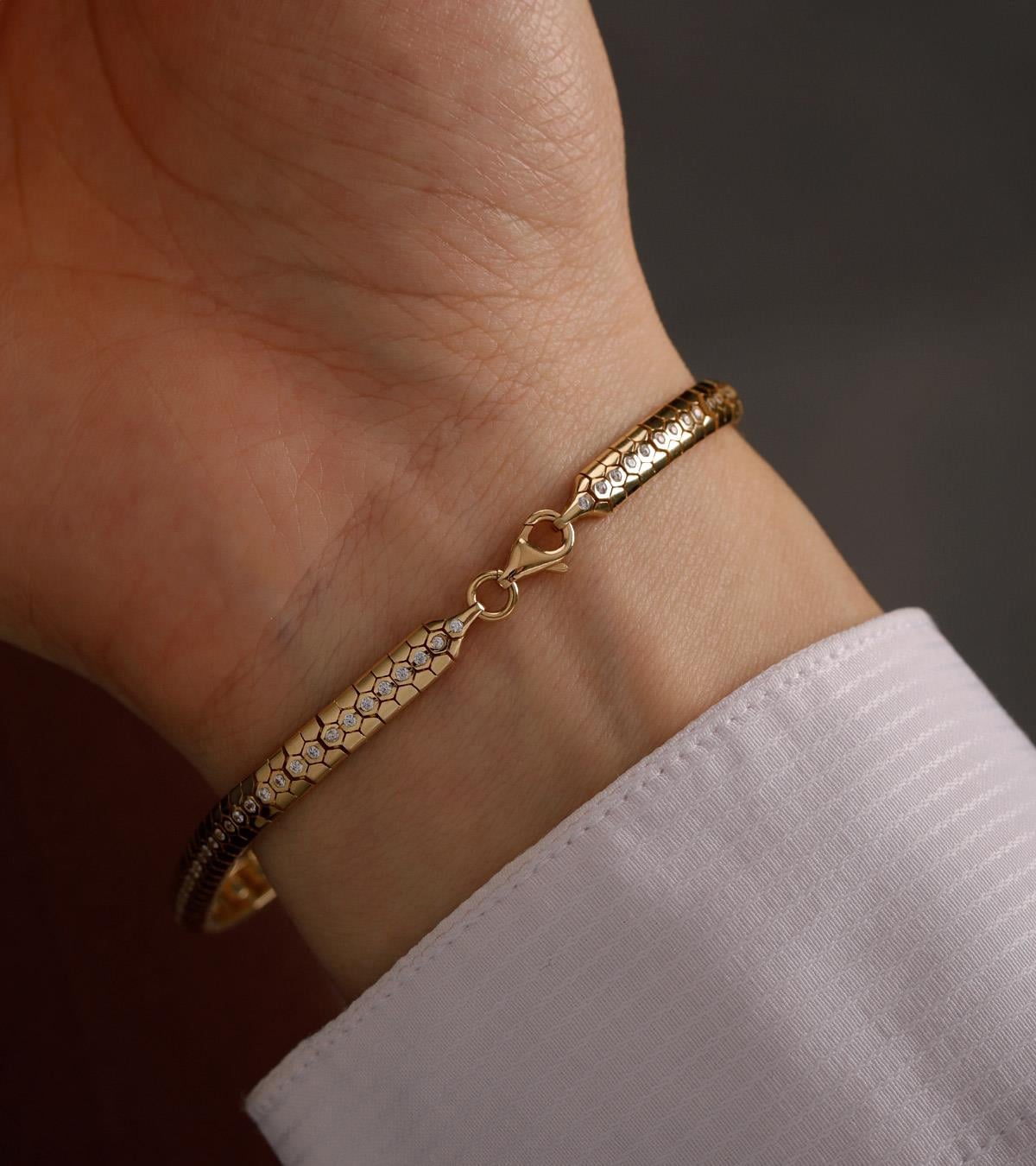 Taş Şeritli Snake Bileklik
