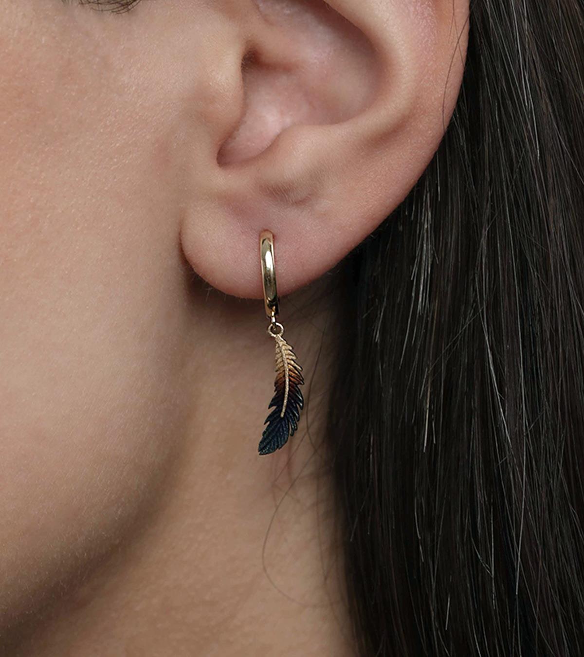 Kuş Tüyü Küpe-Renkli