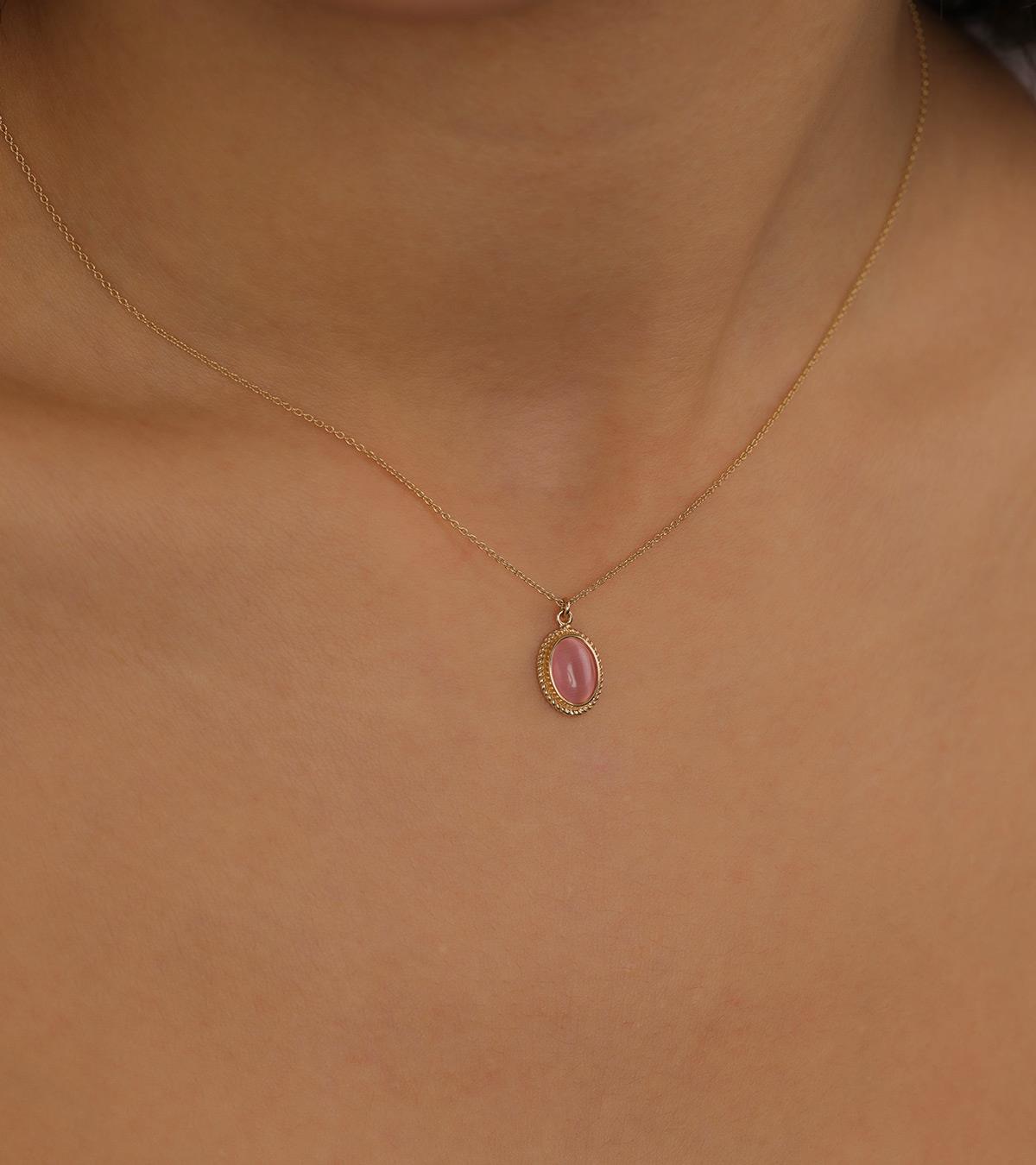 Pembe Kuvars Kolye