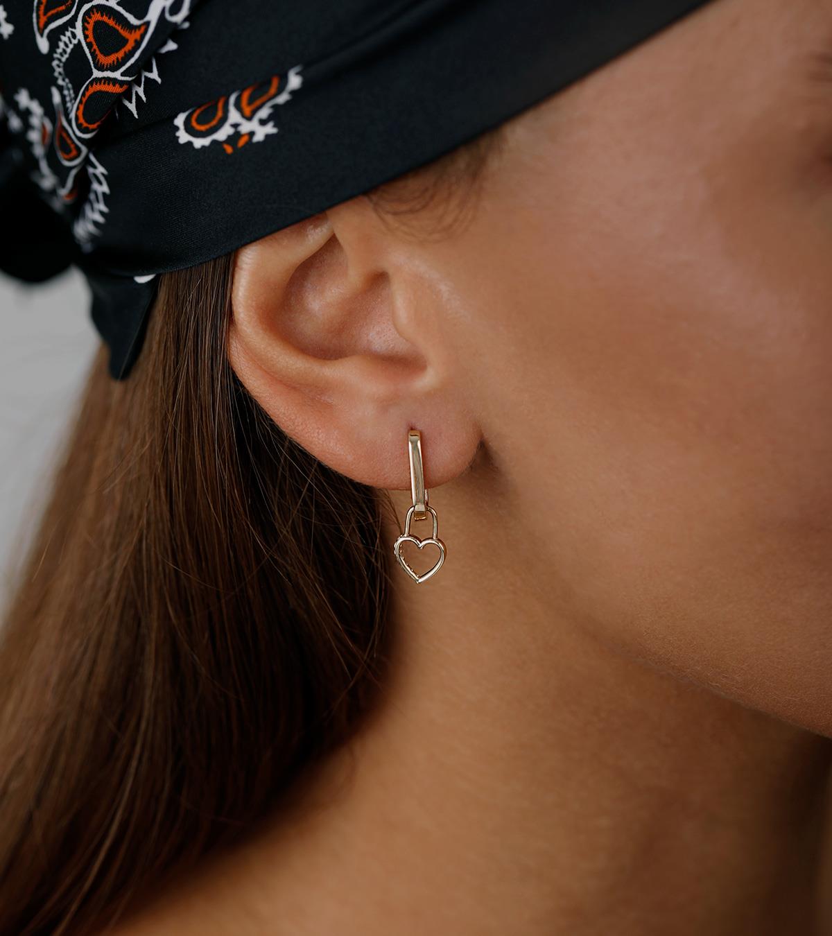 Kalp Kilit Sallantılı Küpe