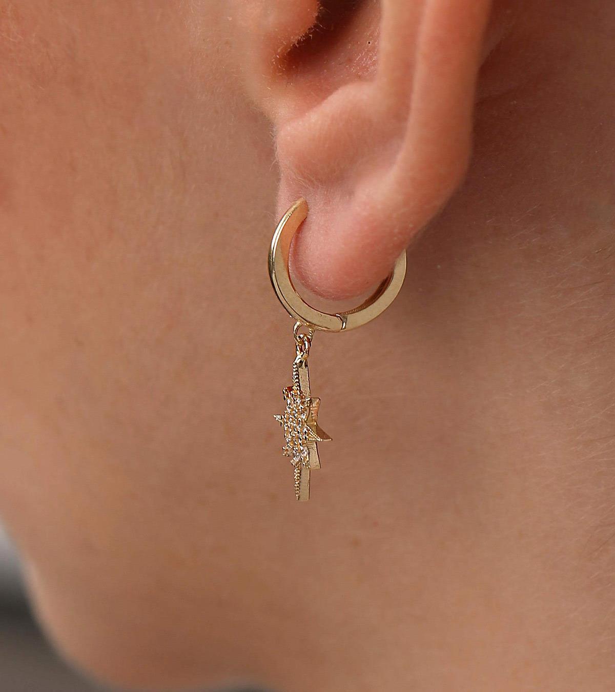 Taşlı Kutup Yıldızı Küpe