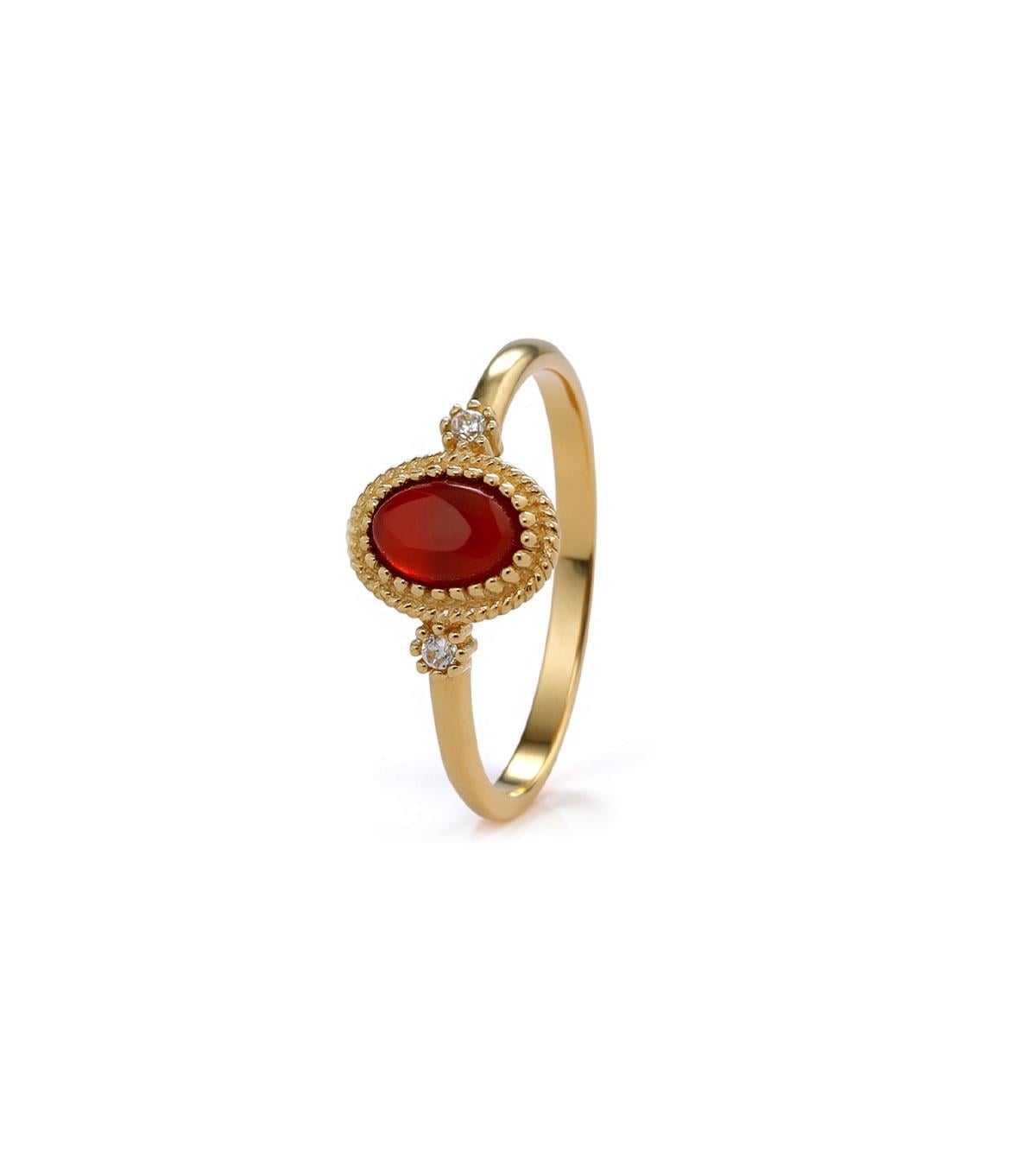 Bordo Taşlı Vintage Yüzük