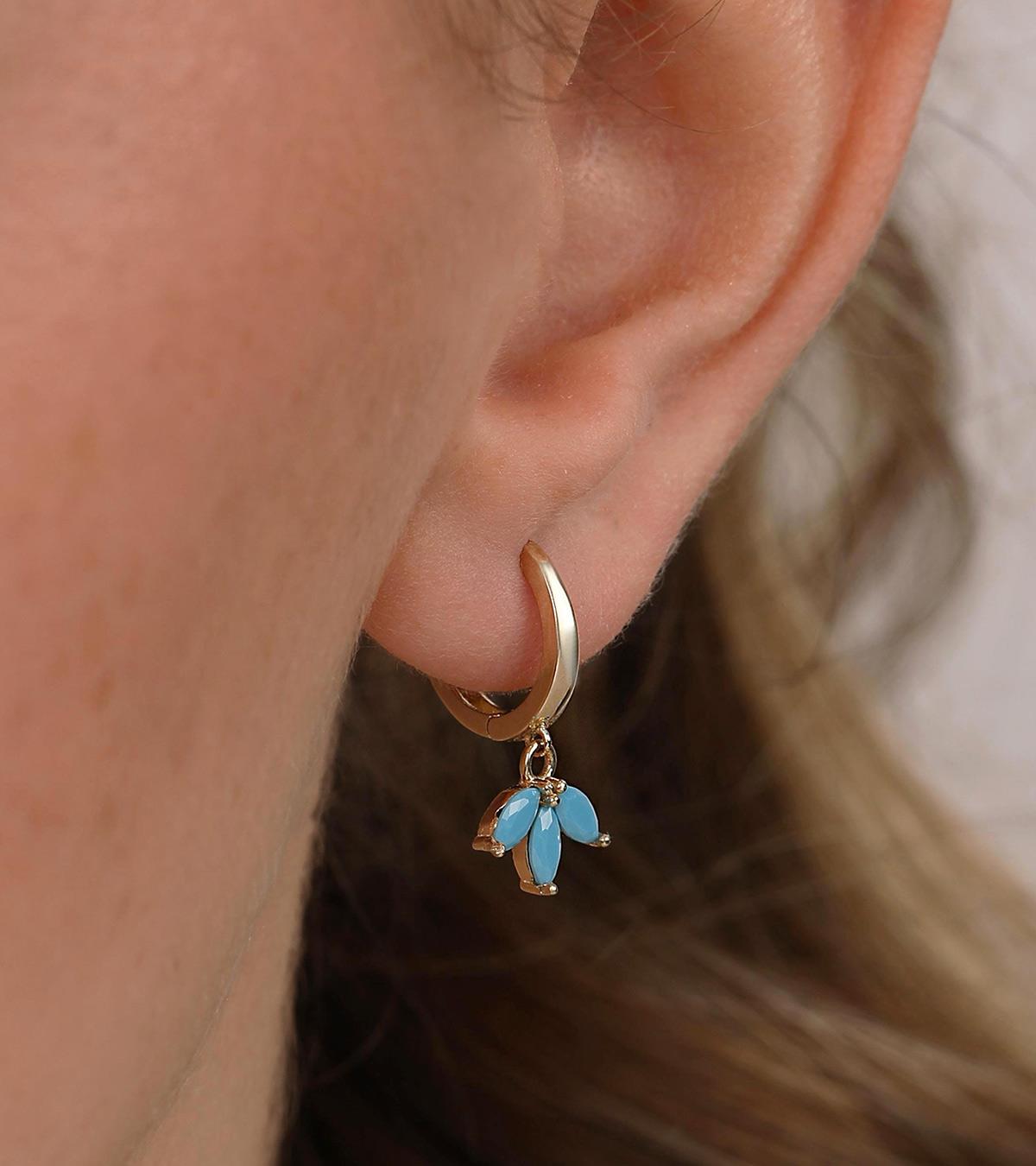 Firuzeli Lotus Küpe