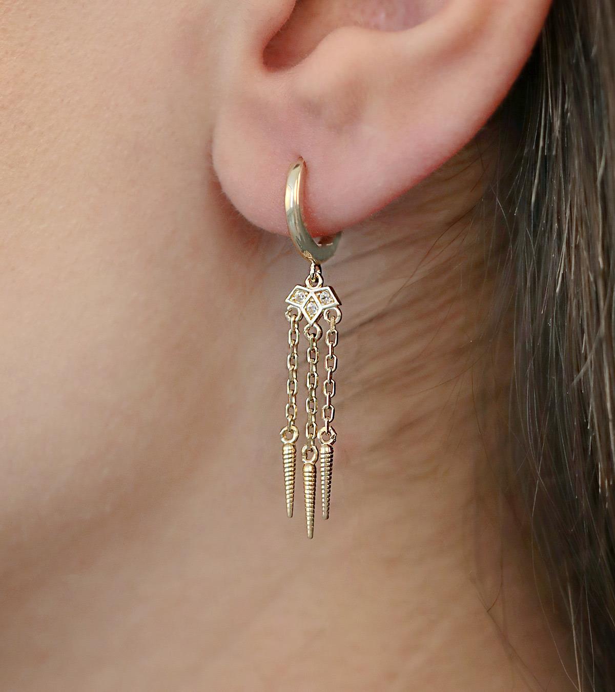 Çubuk Sallantılı Nilüfer Küpe