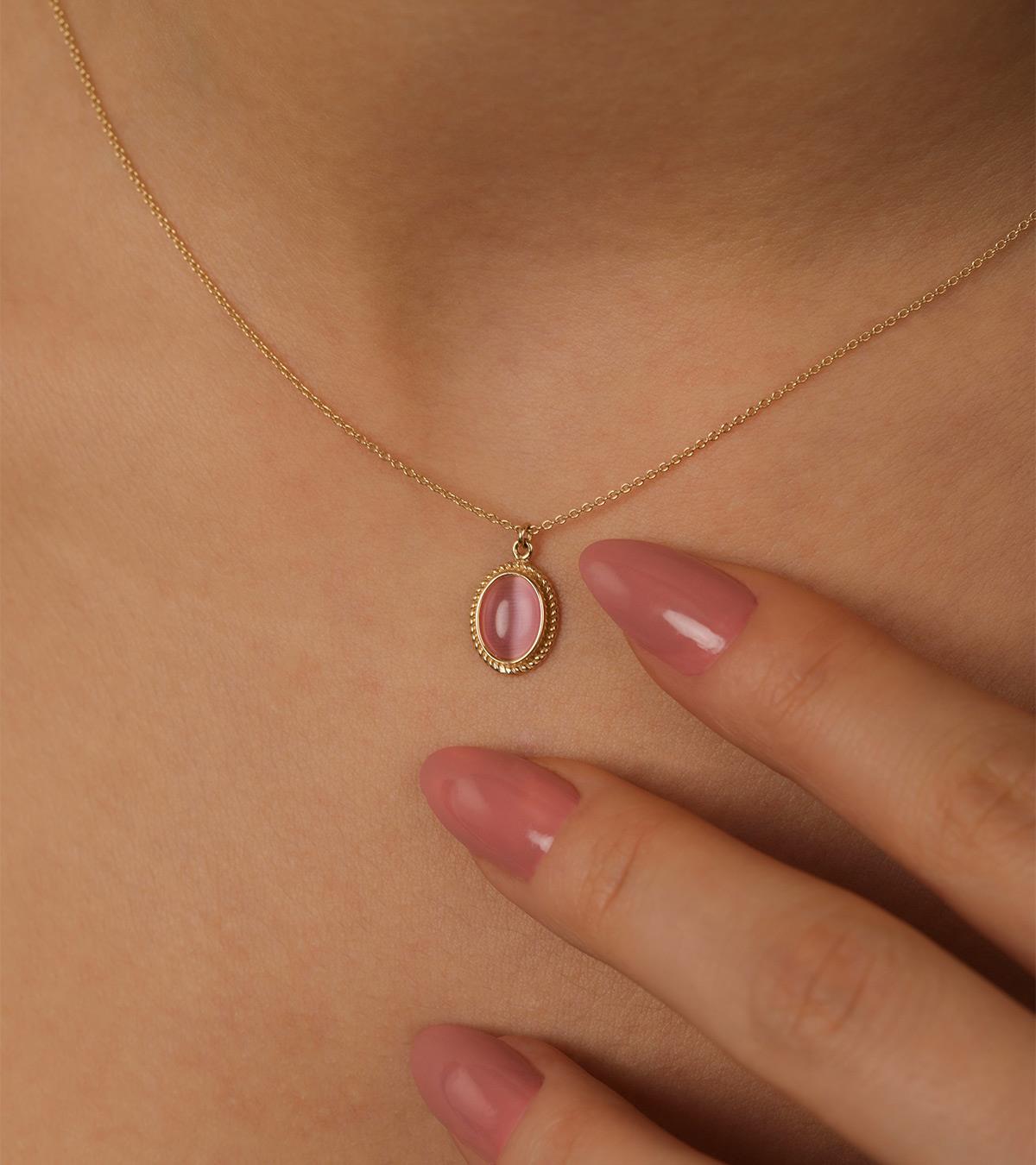 Pembe Kuvars Kolye