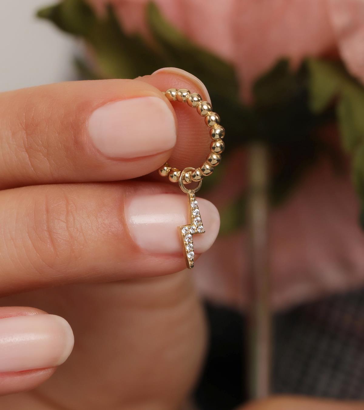 Şimşekli Toptop Halka Küpe